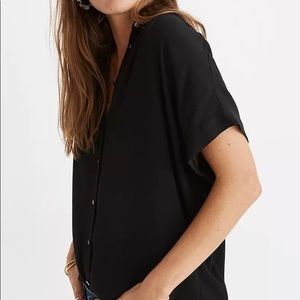 Madewell Central Drapey Shirt in Black, Size L